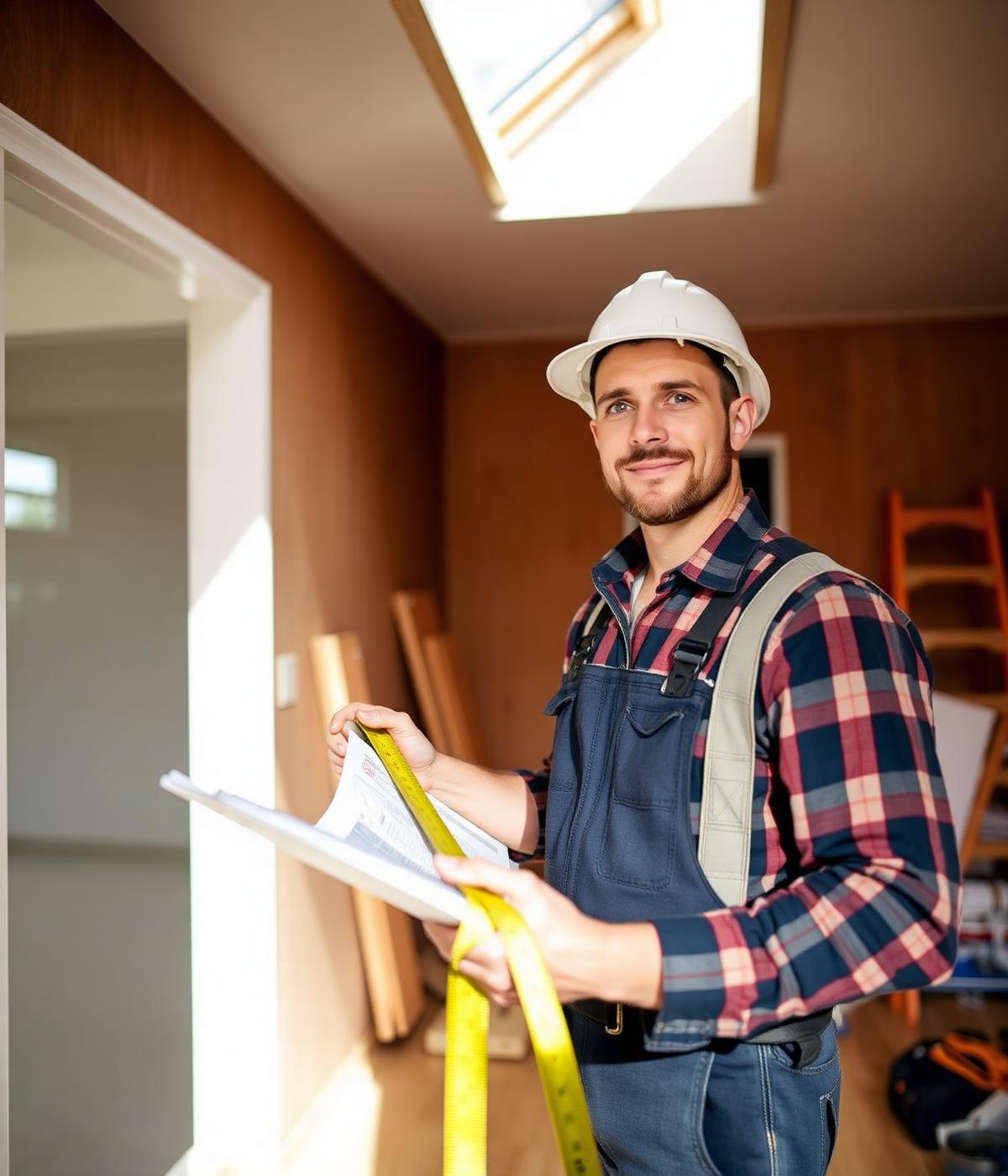 Professionnel de la rénovation résidentielle au travail sur un chantier